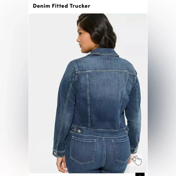 Denim Fitted Trucker Jacket - Picture 4 of 7